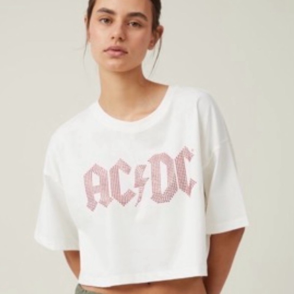 Cotton On White Crop Top with Red Graphic